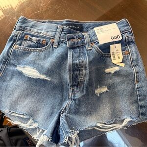 Aeropostale Women's Distressed Denim Cutoff Shorts - Blue